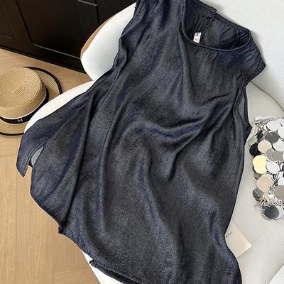 French Retro Gray Cold Sleeveless Vest Top Women's Summer New Design Sense Niche Chic Shirt Temperament