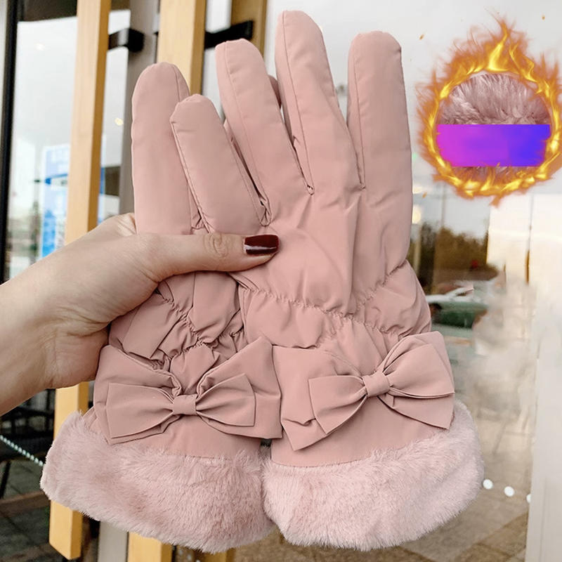 Winter Women's Gloves with Down Cotton for Cold Weather Keep Warm Windproof Touchscreen Fashion Soft Female Mittens for Outdoors