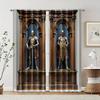 2pcs   Light Filtering Curtains Medieval Knight Armor Fabric (without rod) Festive Use for Living Room & Kitchen Decor