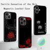 Japan art red spider lily pattern Phone Case For iPhone 17 16 15 14 13 12 Plus Pro Max  High-end Luxury Magsafe Sheepskin