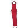 Solid Color Halter Backless Slim Fit Two Piece Tank Top Long Skirt Set For Women
