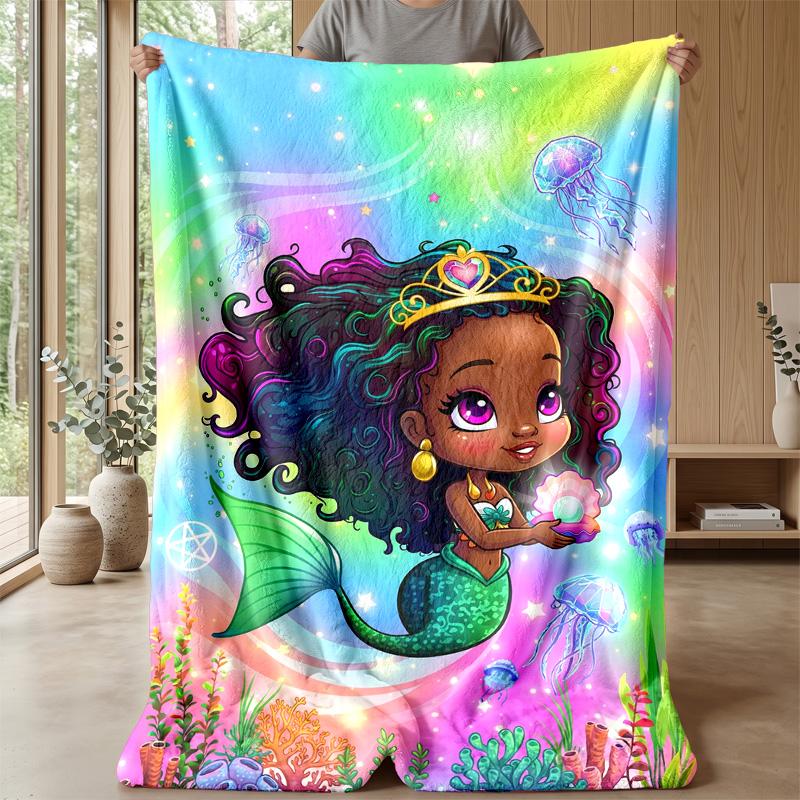Mermaid Fantasy Underwater World 4 Theme blanket Lightweight Warm Flannel Blanket Decorative Throw Blanket for Home Decoration