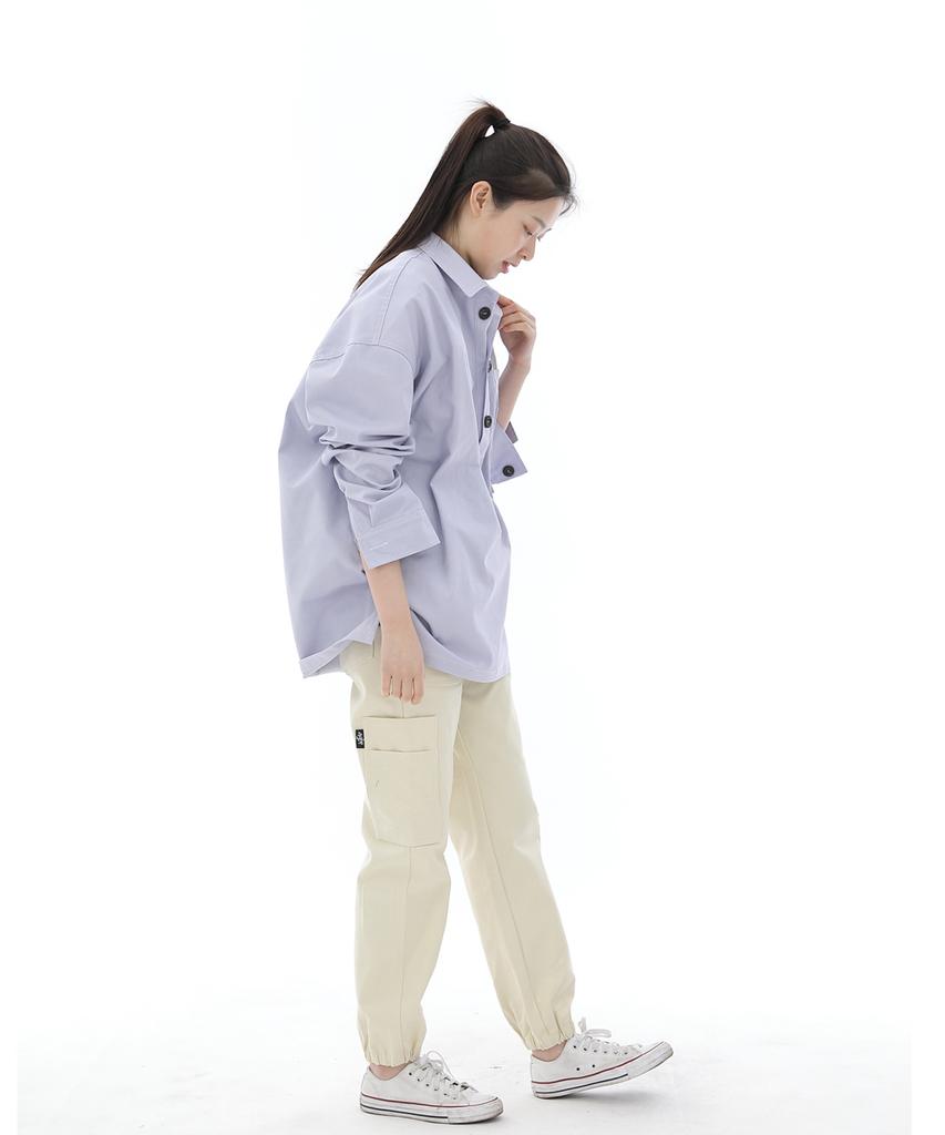 Seinteukeulu Straight Two-Layer Cargo Jogger Pants St2-309Cj Cream