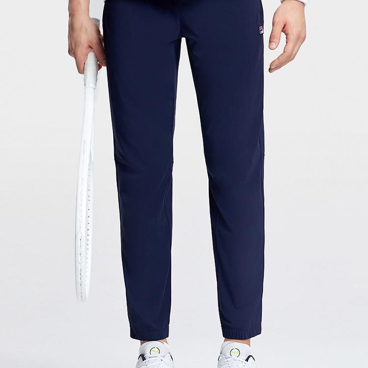 FILA Woven Long Pants 2023 Autumn New Basic Simple Cuffed Tennis Sports Pants Men bottoms Dark-Blue A11M333802F-NV