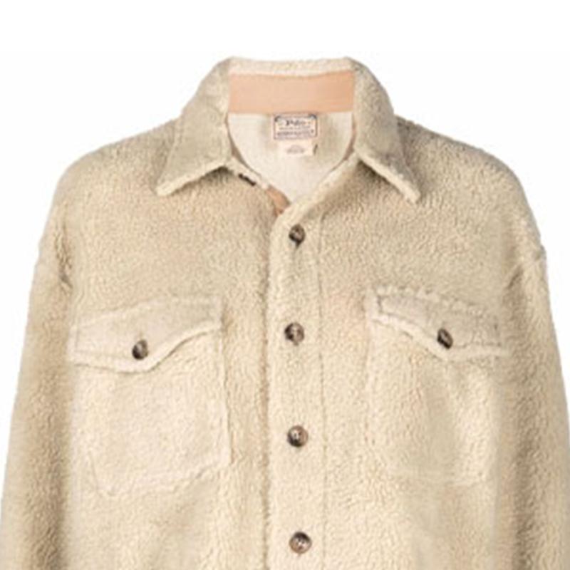 Polo Ralph Lauren FW21 Logo Texture Effect Shirt Jacket Women Jackets Khaki 211866356-001