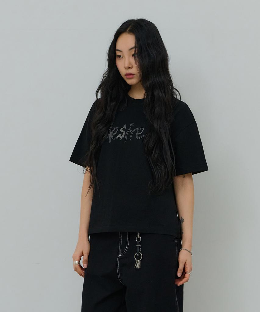 Desiledeu Front Graphic Crop Short Sleeve T-Shirt-Fbsk5805D03