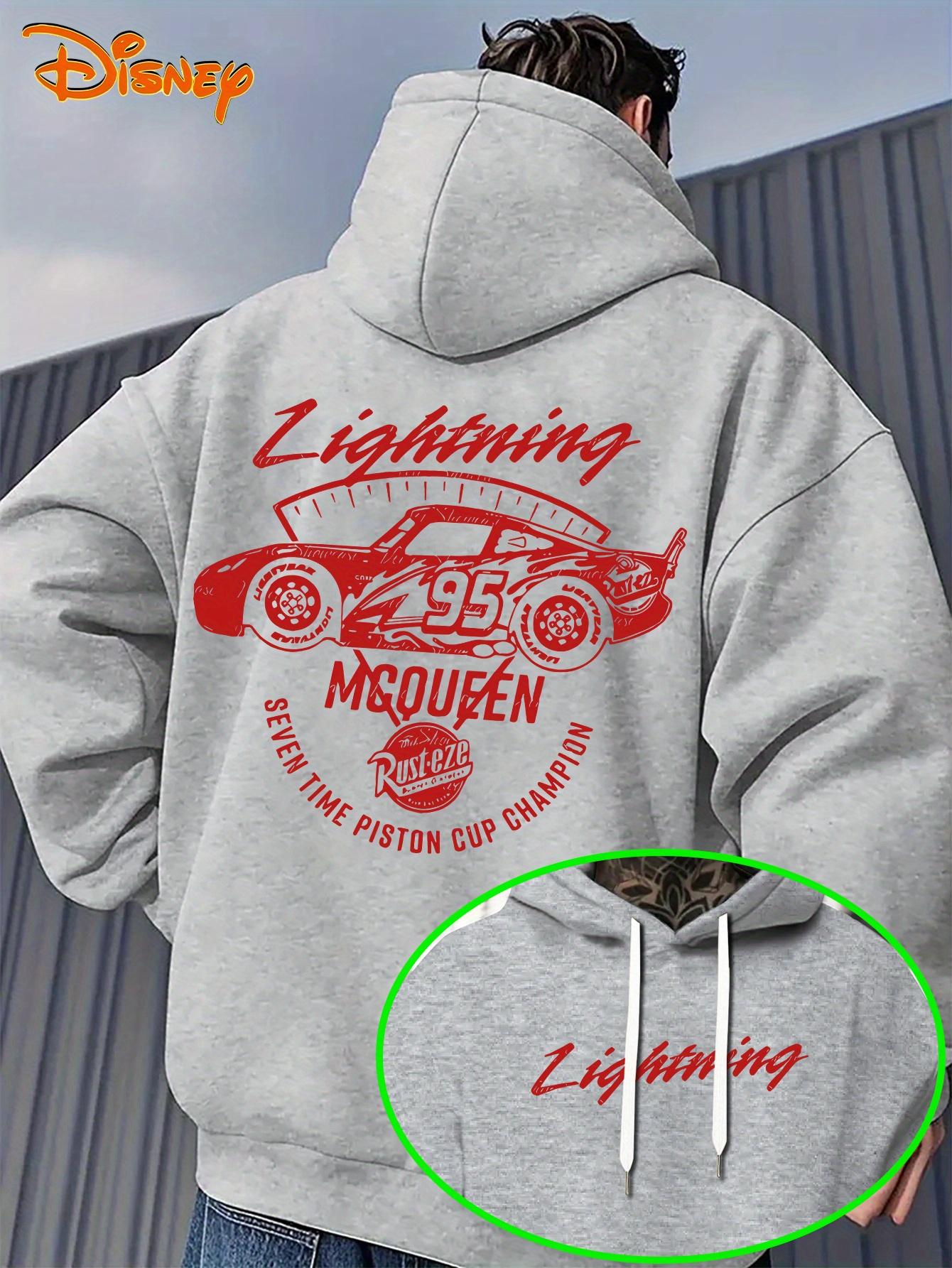 

Толстовка с капюшоном свободного кроя с передним карманом, дизайн гоночного автомобиля Disney Pixar Lightning McQueen с цифрами 95 и буквами «Молния» L