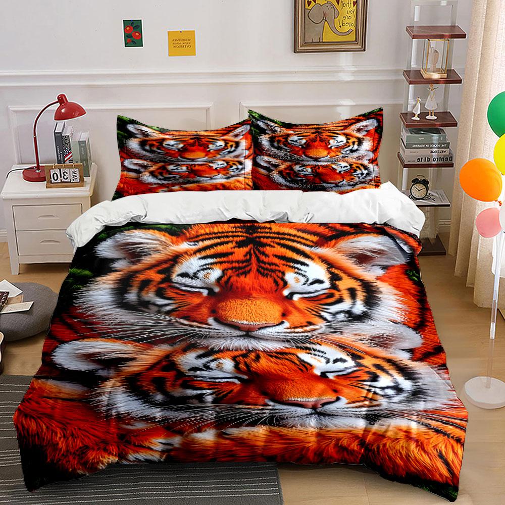 Tiger face close-up pattern. Bedding sets Duvet cover sets Duvet covers Pillowcases(1*Duvet Cover 2*Pillowcases without duvet insert)