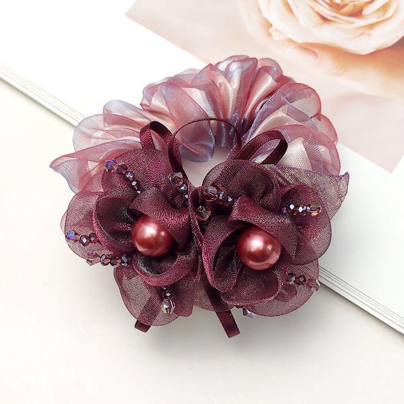 Elegante Elastico per Capelli in Rete di Seta a Doppio Strato e Porta Coda di Cavallo per Donna