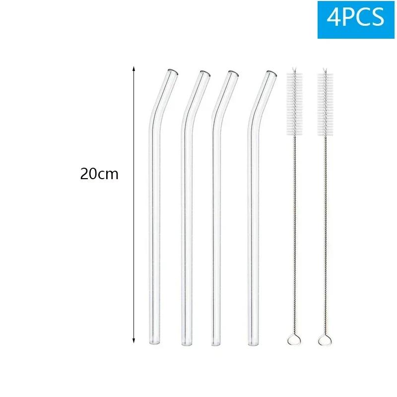 2/4/8Pcs Glass Straw Set Reusable Drinking Straw Borosilicate Glass Tube Sippy with Brush for Drinks Cocktail Cup Accessories