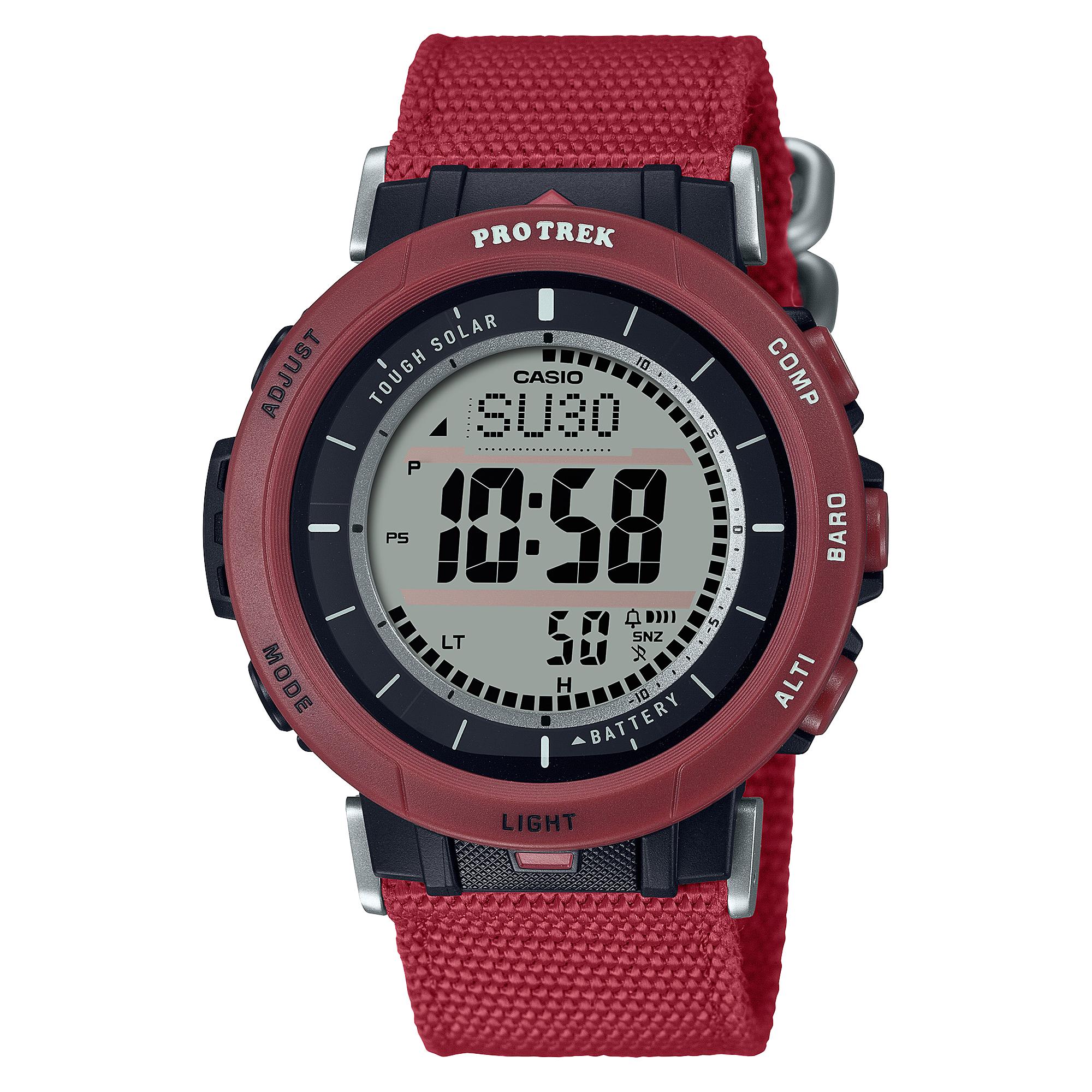 Casio Men s Resin 100M Water Resistant Analog Alarm Quartz Watch PRG-30B-4 красный