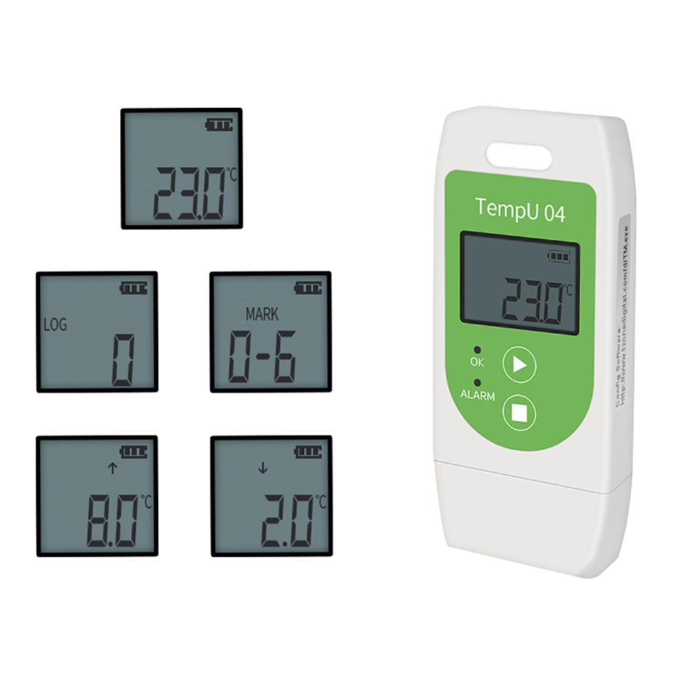 USB Temperature Data Logger TempU03 TempU04 32000 Point PDF Report Temperature Humidity Data Recorder for Storage Cold Chain
