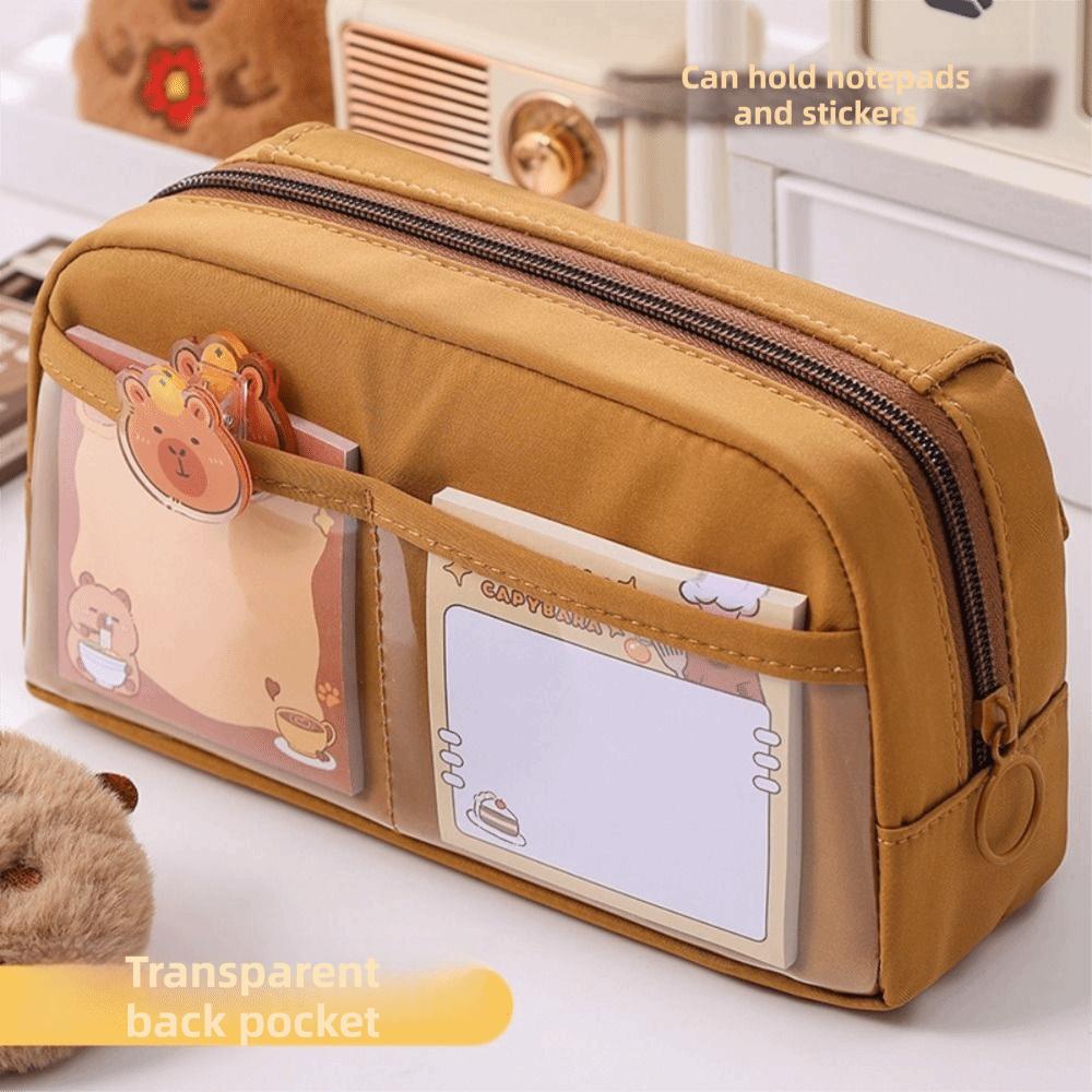 Large Capacity Stationery Bag Solid Color Storage Bag Multifunctional Pencil Case  Ideal Storage