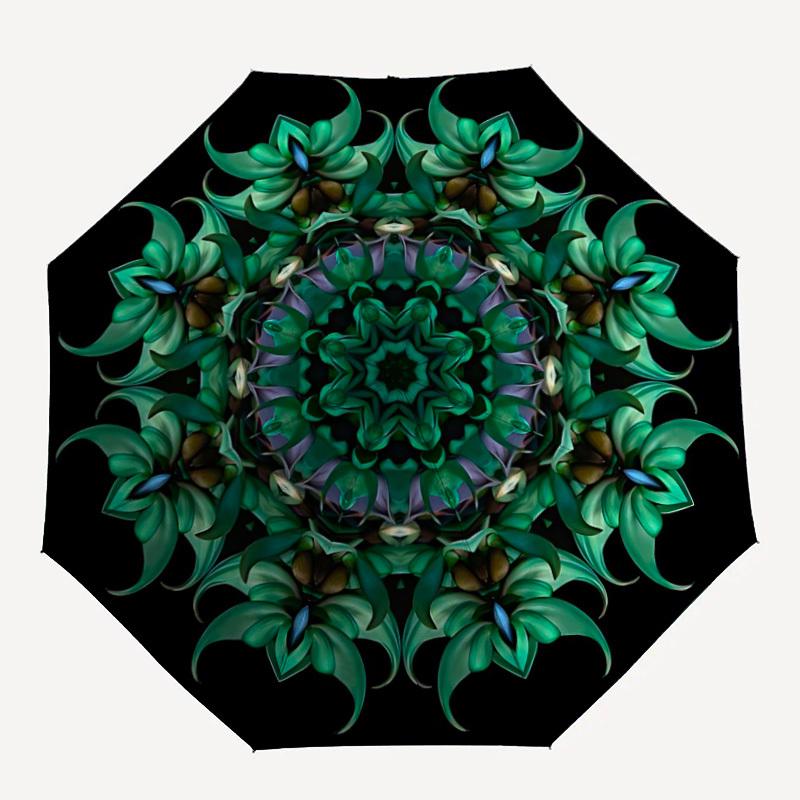 1pc Greenery Kaleidoscope Folding Umbrella, Durable, Suitable for Outdoor Activities or Rain, Suitable for Commuting yy251027128