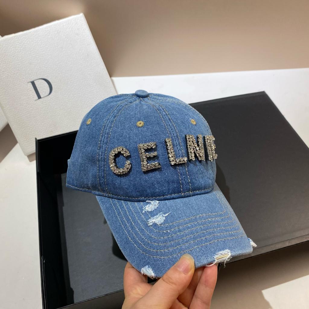 Heavy Industry Rhinestone Letter Celnie Sports Cowboy Baseball Cap Youth Personality Ripped Cap Women