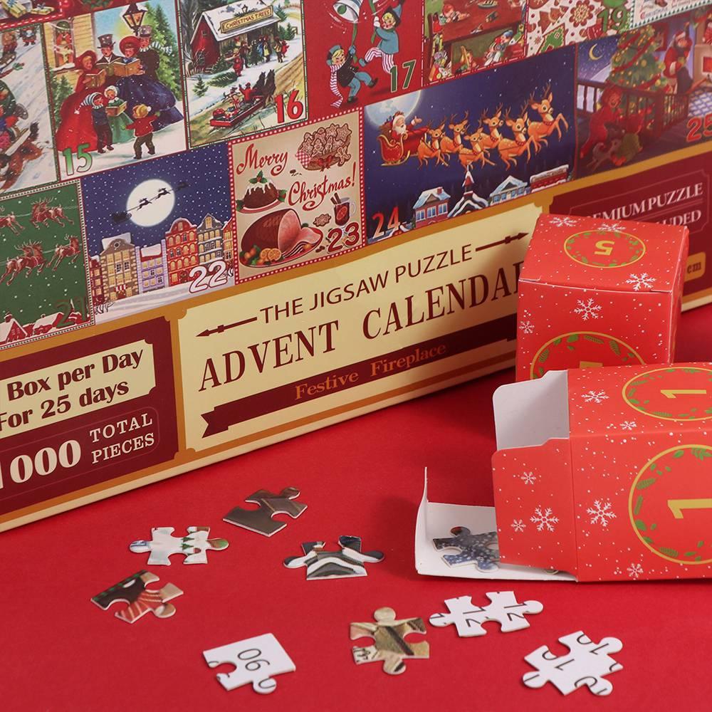 1000 Pieces Puzzle Christmas Advent Calendar Puzzle Christmas Gifts 24 Boxes Christmas Jigsaw Calendar Box Cartoon
