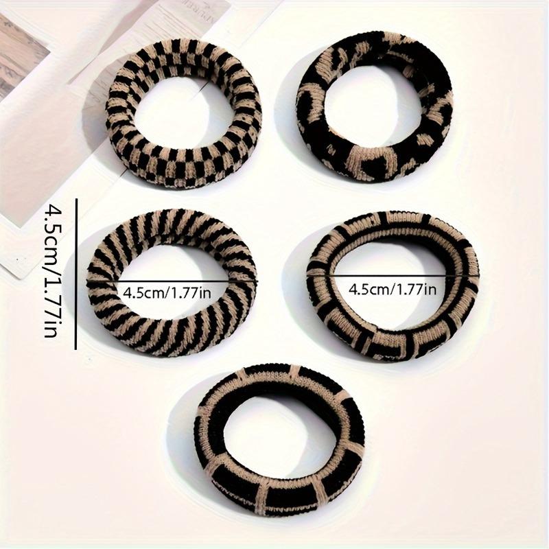 5pcs Printed Seamless Elastic Hair Ties Comfortable And Durable Thickened Hair Rings For Ponytails Hair Accessories For Women