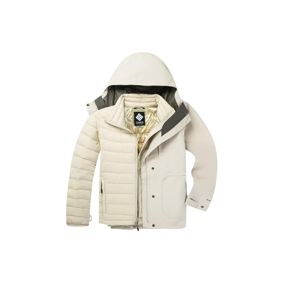 Columbia Solid Logo Outdoor Waterproof Three-In-One Jacket Women jackets White XR2915-278