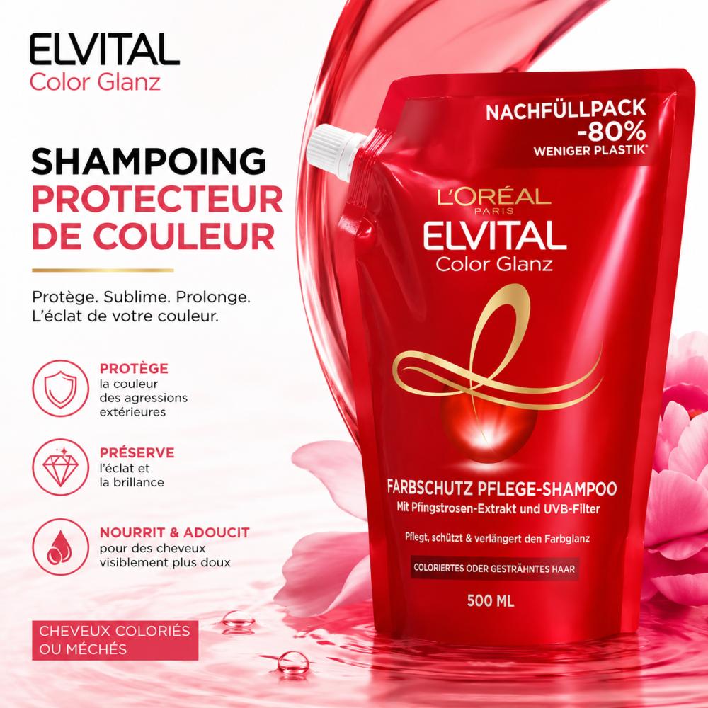 L'Oréal Paris Shampoing Protecteur de Couleur - Elvital Color Glanz -