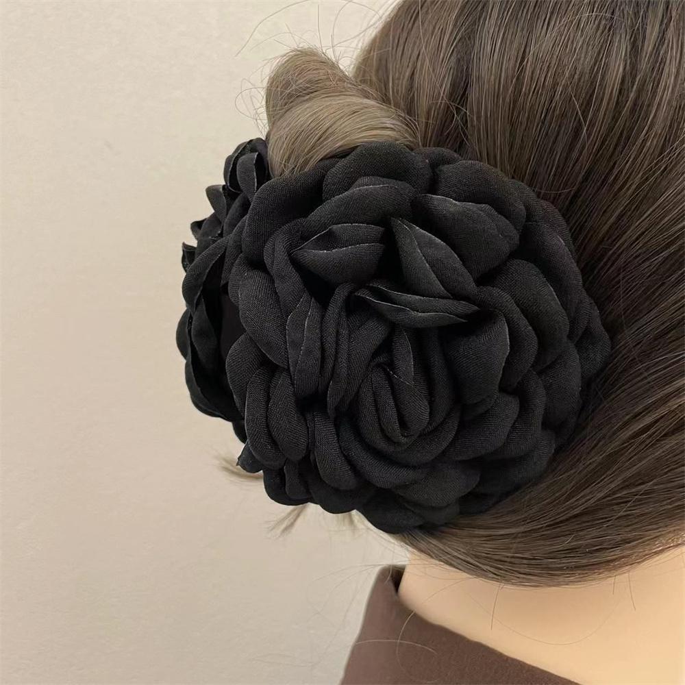 Rose Flower Large Hair Claw Handmade Fabric Flowers Grab Hair Clip Sweet Shark Clip Hair Accessories for Women Girls 8/10/12cm