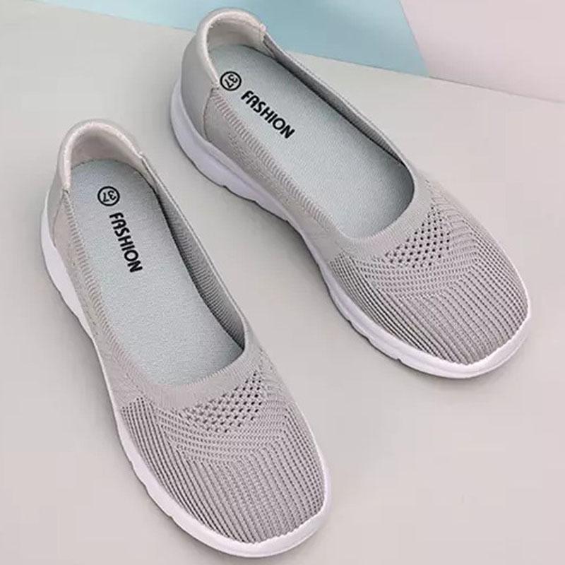 Sneakers Shoes Women Running Summer Breathable Walking Anti-slip Slip On Weave Lightweight Female Flats Casual Shoes WSH5088