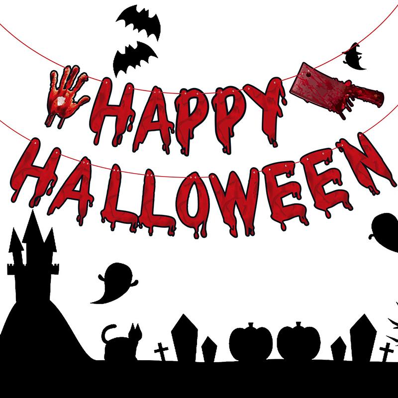 Halloween Red Letter Banner Horror Halloween Party Decoration Bar Haunted House Indoor Home Hanging Decoration