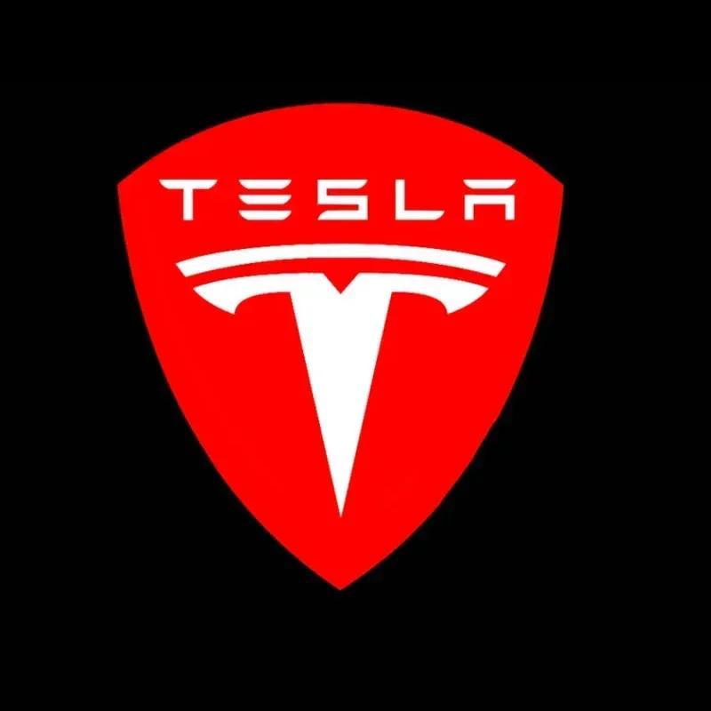Car Sticker Tesla 2 pieces LED Courtesy Ghost Shadow Welcome Light Laser Logo Projector Door Lamp For Tesla 2018-2025 Model X S