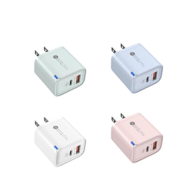 65W Macaron Light Charger, QC3.0, Multi-Port Fast Charging for Apple & Android (A+C)