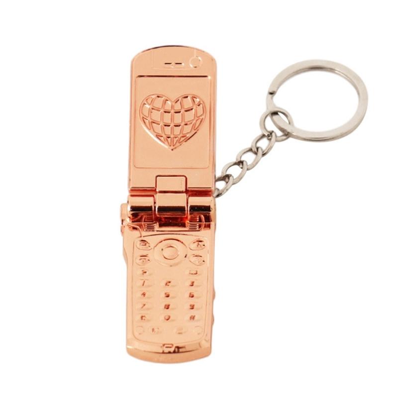 Portable Flip Rotating Small Phone Keychain Charm Pendant With Full Zinc Alloy Designs for Personalize Decoration
