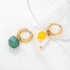Bohemian Handgefertigte Natursteinperlen Creolen für Damen Sommer Stilvoll Edelstahl Kreis Huggie Creolen Schmuck Bijoux