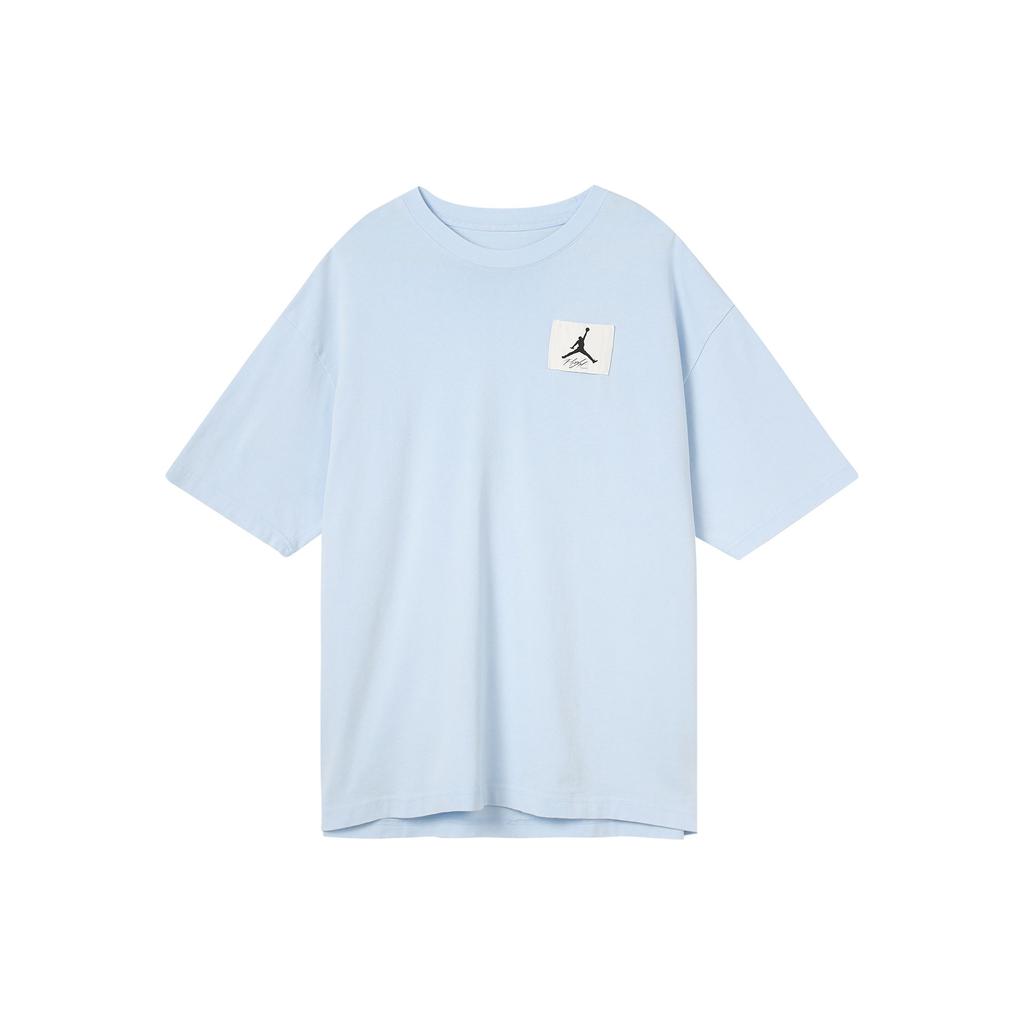 Jordan Solid Pattern Print Crew Neck Short Sleeve T-Shirt Men Tops Ice-Blue DZ0605-411