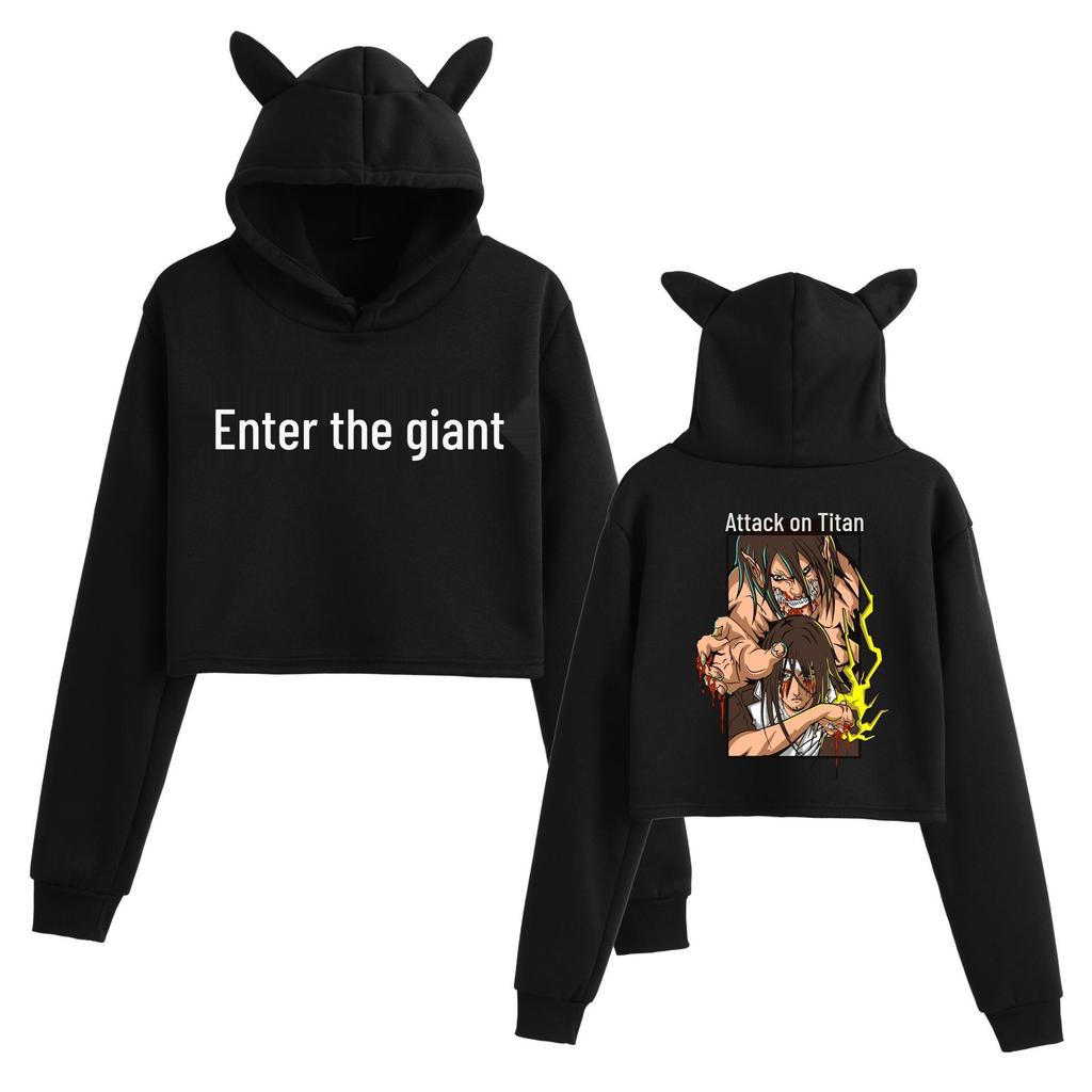 Attack on Titan Cat Ear Crop Top Hoodie for Women