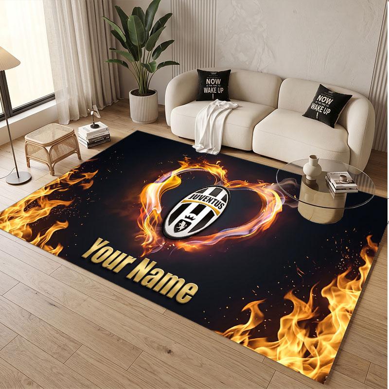 Tappeto Personalizzato Modello Juventus FC Stampa Nome Testo Morbido Antiscivolo Tappeto per Pavimento per Decorazione Interna Casa