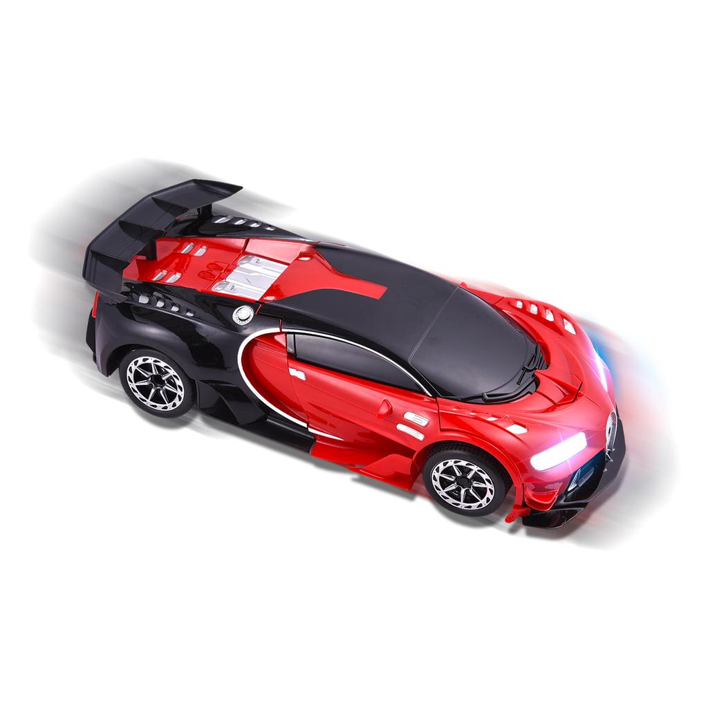 Coche de Control Remoto, Juguetes Transformables para Niños y Niñas, Deformación a Robot con un Botón con Luces a