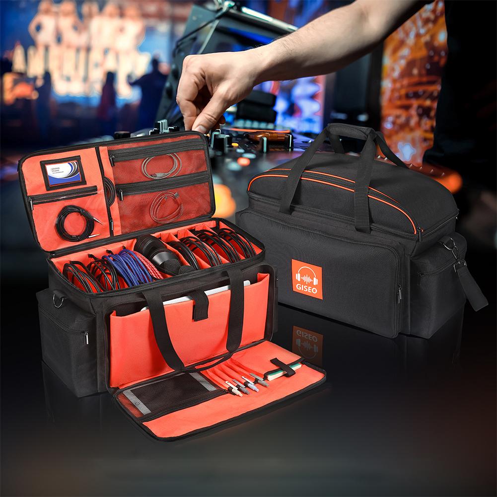 DJ Cable File Bag Large Capacity DJ Bag with 4 Detachable Dividers DJ Cabel Organizer Case for Sound Equipment DJ Gear Musician