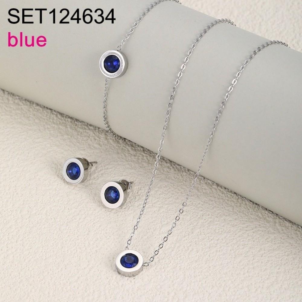 Round Crystal Stainless Steel Bracelet Coloful Moissanite Bracelet  for Gifts