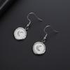 Teamer White Enamel Crescent Round Pendant Stainless Steel Dangle Earrings For Women Girls Fashion Wedding Romantic Jewelry Gift