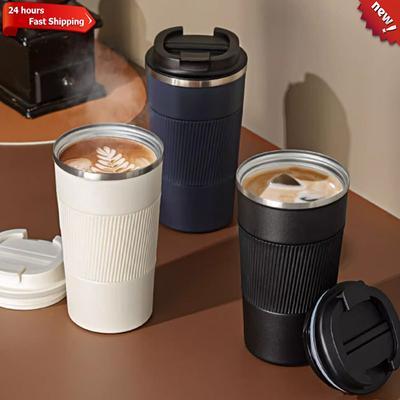 כוס קפה נירוסטה 304 ספל תרמי ואקום 380 מ"ל/510 מ"ל כוסות מים תרמיות ניידות מונעות החלקה נסיעות רכב בקבוק מבודד