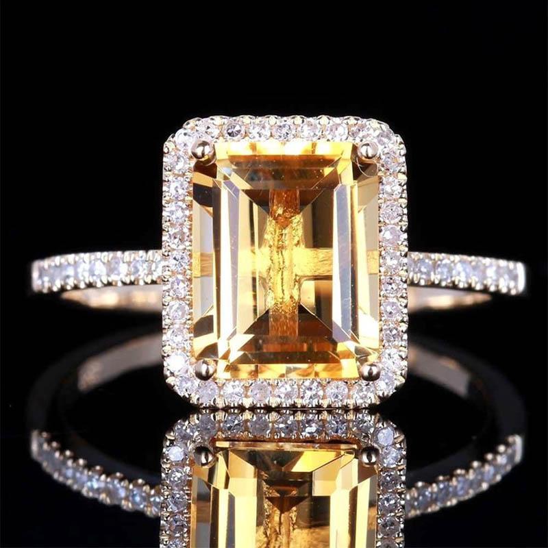 

Cellacity Luxury Silver Jewelry with Square Citrine Gemstone Zircon Rings for Women Female Anniversary Party Gift Wholesale 6 жёлтый