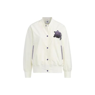 Originals Trefoil Mc Bomber Besticktes Logo Einreihige Fliegerjacke Damenjacke Weiß HS1918