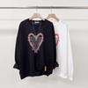 Mizqz Unisex Oversized Heart Lettering Print Sweatshirt