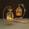 Iron Hanging Candlestick Leaves Cage Shaped Hollow out Candlelight Dinner Props Decoration Candle Stand
