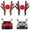 Luminous Christmas Car Antlers: Plush Brown, Khaki & Red with Bells