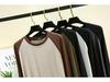 2024 Women's Black & White Color Block Raglan Long Sleeve Retro T-Shirt - Spring/Summer Loose & Slimming Base Layer