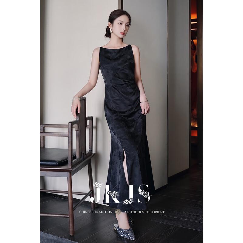 

JK&JS Zhichimo Новое китайское платье-сарафан жаккардовое с разрезом L