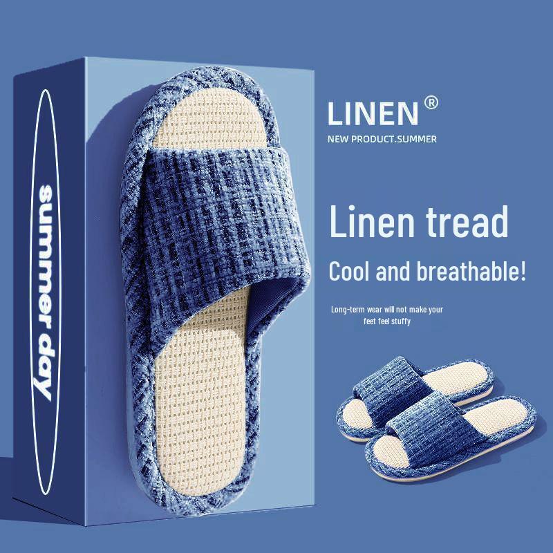 Unisex Cotton Linen Indoor Slippers - Non-Slip, All-Season Comfort for Couples