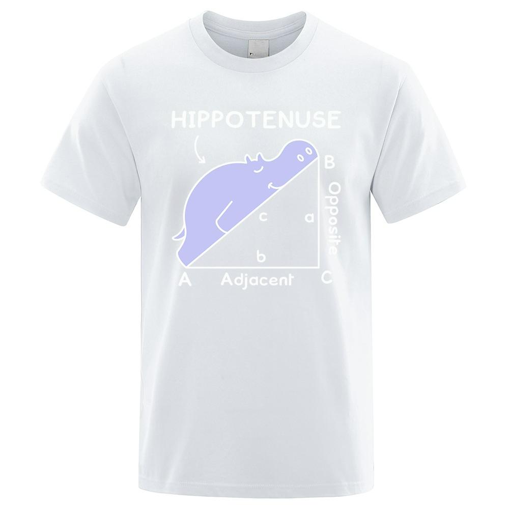 Hippo Sleeping on Math Problem Print Man Tshirts Summer Tshirt Breathable O-Neck Short Sleeve Harajuku Loose Tshirt Cotton Tops