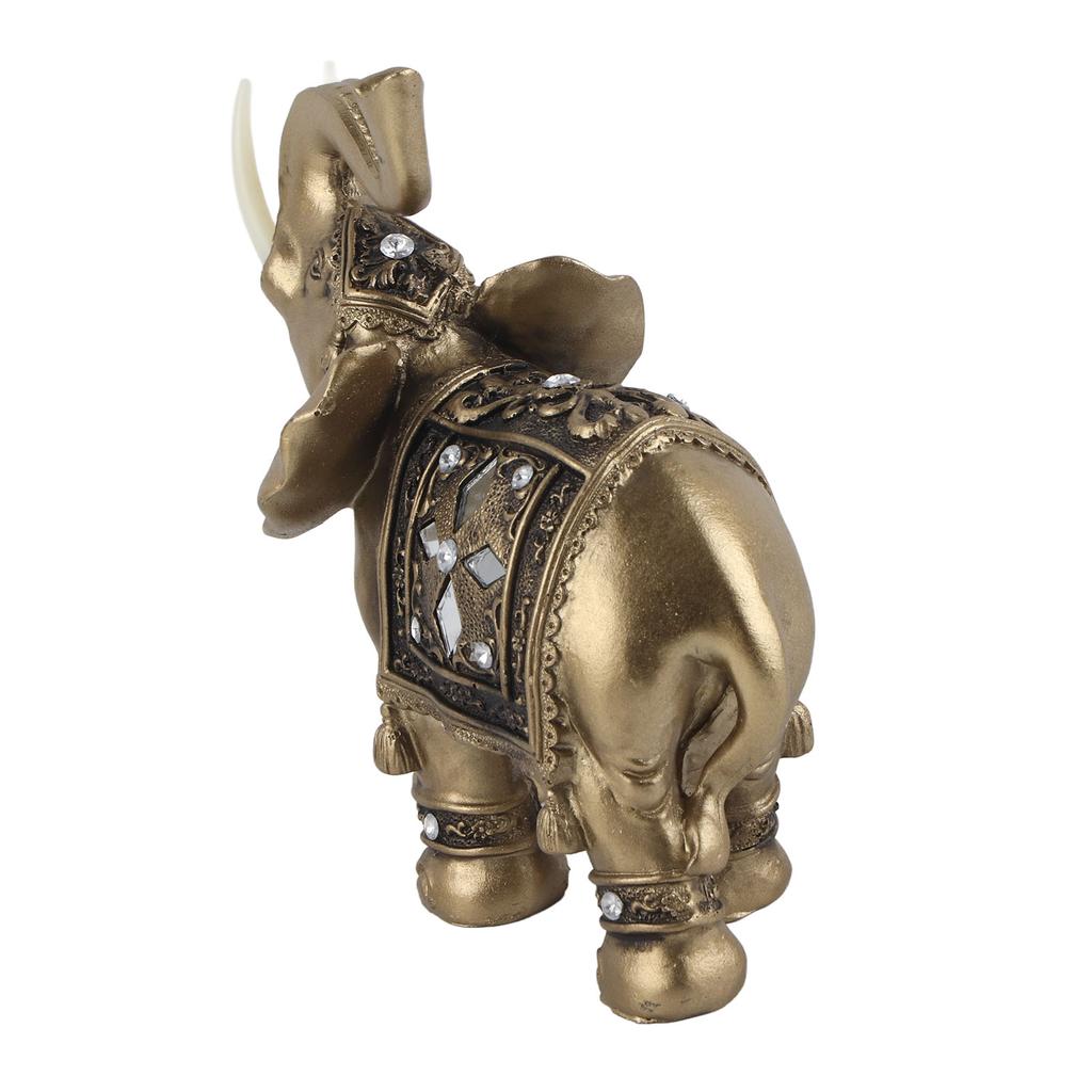 Złoty Kolor Elegancka Statuetka Słonia Ornament Figurka Dekoracja Domu Biura Prezent (M)