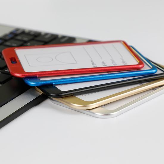 Aluminum Alloy Vertical Business Work Name ID Card Badge Holder with Lanyard