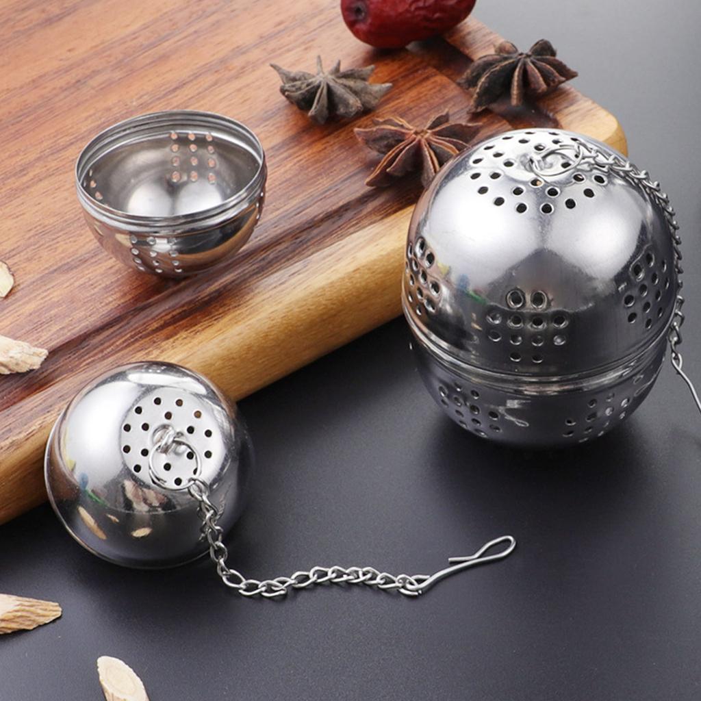 Tea Ball Loose Leaf Spice Strainer Spice Mesh Sieve Stainless Steel Tea Infuser with Rope Chain Kitchen Accessories